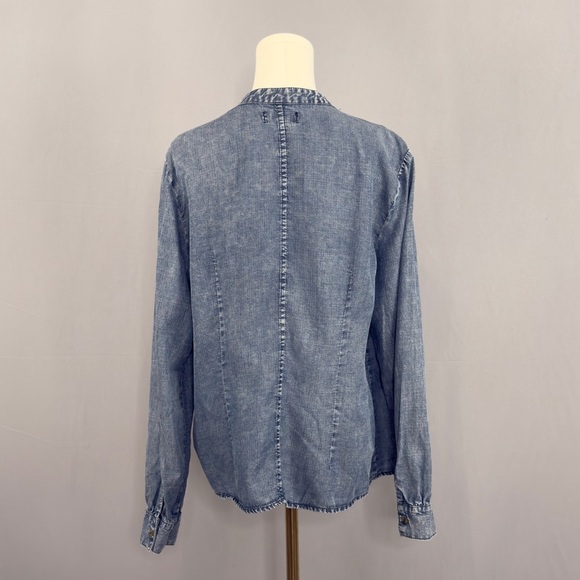 Kut from the Kloth Blue Ruffled Denim Shirt - Picture 3 of 4